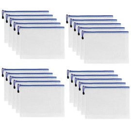 20 Pcs A6 Zipper File Bags,Waterproof Mesh Plastic Pen Pencil File Bags,for School, Office, Business,Papers, Receipts,invoices