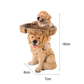 Bird Bath Dog-Shaped Resin Bowl, Two Playful Golden Retriever Puppies Decorative Bird Bath for Outdoor Garden Accent, Yard Patio Decor