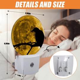 Crows Night Light,Full Moon Nightlight Plug into Wall LED Lamp Auto Sensor Dusk to Dawn for Bedrooms/Kitchens/Toilets/Corridors,Energy-Saving