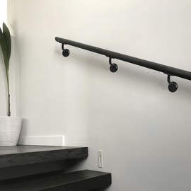 khtumeware 4 Pack Matte Black Hand Rail Bracket Heavy Duty Hardware for Stairways, Home or Office Stair Support Handrail Brackets