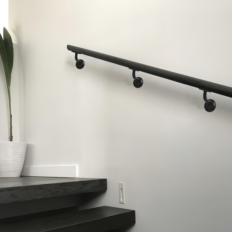 khtumeware 4 Pack Matte Black Hand Rail Bracket Heavy Duty