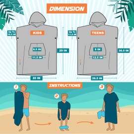 SUN CUBE Kids Changing Robe Surf Poncho, Kids Beach Towels, Hooded Towel for Toddler Bath Pool, Microfiber Quick Dry Wearable Towel Poncho with Hood, Swim Towel for Boys Girls 3-7 Years, Black