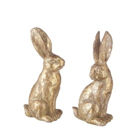 The Bridge Collection Faux Gold Foil Bunny Figurines, Set of 2