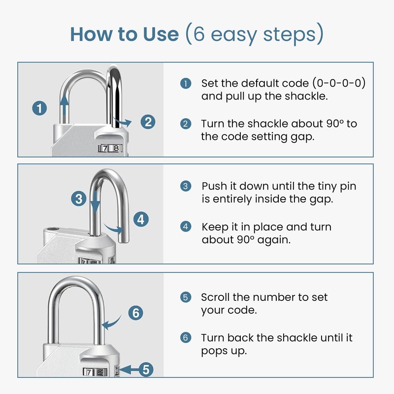 Sparkiva Combination Padlock with Code, 4 Digit Heavy Duty Padlock