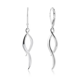 ASH'S CHOICE Silver 925 Earrings Hanging Hypoallergenic French Earrings Small Hoop Earrings with Pendant Double Twisted / Spiral / Leaf / Water Drop Long Earrings Boho Earrings Women