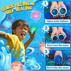 SOPPYCID Reusable Water Balloons, Pool Toys Beach Toys, Summer Water Toys, Refillable Water Bomb Splash Balls with Quick Fill &Self Sealing for Outdoor Activities, Water Games (12PCS)