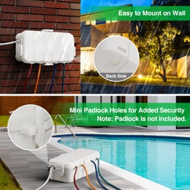 Flemoon Medium Outdoor Electrical Box Waterproof, Bundled W/ 2 Compact Size Outdoor Extension Cord Cover for Outlet, Plug, Socket, Timer, Power Strip, Holiday Light Decoration, White