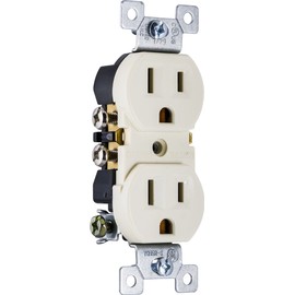 GE, Light Almond, Grounding Duplex Outlet, In Wall Receptacle, 3 Prong Electrical Socket, Easy Install, 15 Amp, UL Listed, 17814, Standard