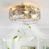 Brushed Nickel Caged Ceiling Fans with Lights and Remote,6 Speeds,12