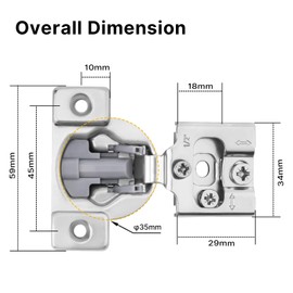 Pack of 2 goldenwarm Kitchen Cabinet Hinges 1/2in Overlays for Furniture Soft Closing Hinges Concealed Cabinet Door Hinges Satin Nickel Cupboard Hinges Self Close Stainless Steel Hinges