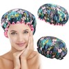 2 Packs Shower Cap Elastic Band Waterproof Bath Caps Double