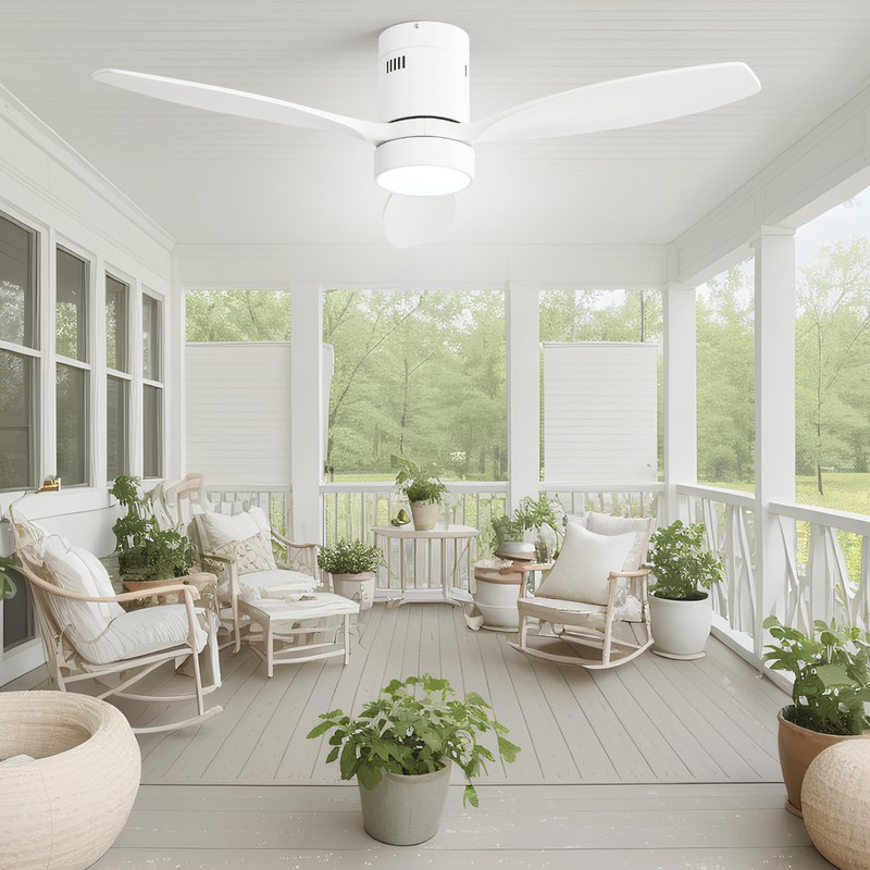 Sofucor 52 Inch Low Profile Ceiling Fan with Lights Remote