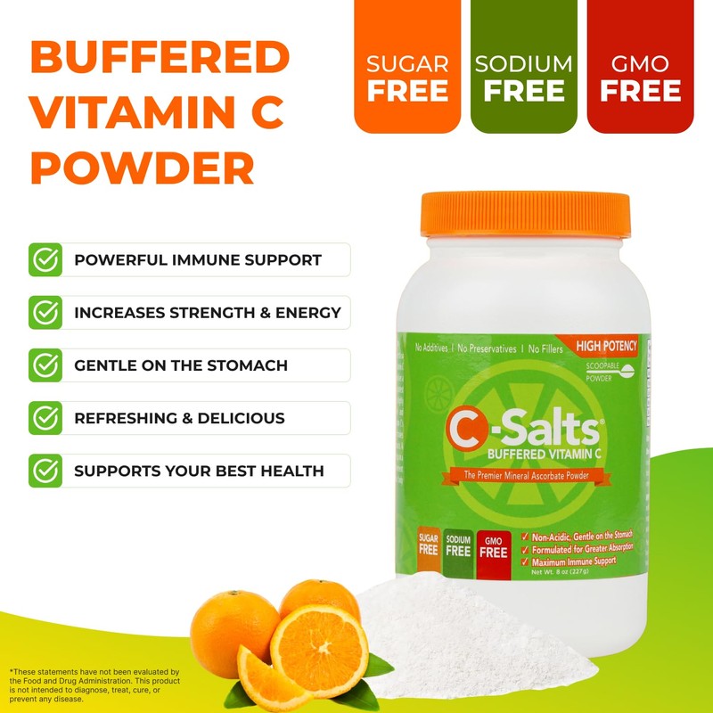 C-Salts Vitamin C Powder - 100% Pure Buffered Ascorbic Acid