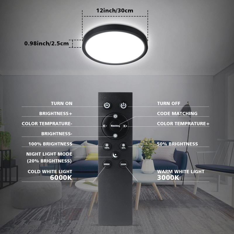 Unicozin Dimmable LED Flush Mount Ceiling Light with Remote Control,