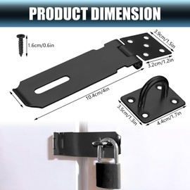 Door Lock Clasp, 2Pcs Door Hasp Latch Lock, 4inch Stainless Steel Padlock Latch for Wooden Case, Toolboxes, Cabinet Boxes, Drawer, Toolbox (Black)