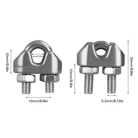 SHUESS 40 PCS 1/8" M3 Stainless Steel Wire Rope Cable Clip Clamp, Used for Cable Clips, Hanging Banners or Flags,Temporary Guardrail Systems