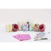 Wedding Sweet Table Kit: x10 Jar, x2 Tongs & 100 Candy Stripe 5inx7in Sweet Bags (Choose Sweet Bag Colour: Pink Blue Purple Red Green Grey Black Yellow) Candy Bar Buffet (Pink x100)