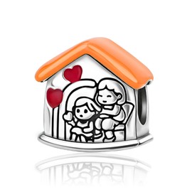 Annmors 925 Sterling Silver Bead Charms for European Bracelets and Necklaces, Flowers, Graduation Mom Beads with 5A Cubic Zirconia, Christmas, Valentine's Day, Mother's Day, Gift Tag for Women and