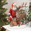 Festive Red Santa with Reindeer 12 inch Resin Holiday Decorative