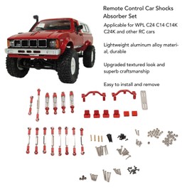 RC Car Spare Parts Kit, Aluminum Alloy RC Car Pull Rod Kit Upgrade Spare Parts Compatible for WPL C24 C14 C14K C24K RC Car(Red)