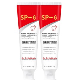 SP-6 Probiotics Bright White Toothpaste, Whitening Toothpaste, Deep Cleaning Oral Care Toothpaste, Fresh Breath, Brightening Confidence, 2PCS