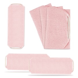 Loofah Back Scrubber,Back Scrub for Shower Exfoliating Back Scrubbing,Exfoliating Stretch Cotton Bath Cloth,Double Side Scrubbing Strap, Back Washer to Remove Dead Skin,1 Pack-Pink
