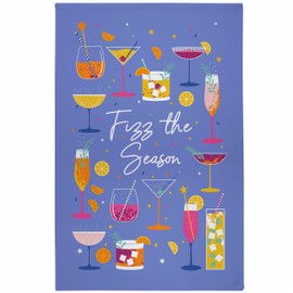 Ulster Weavers Christmas Recycled Cotton Blend Tea Towel Made in Northern Ireland, UK - Multicoloured - Fizz The Season