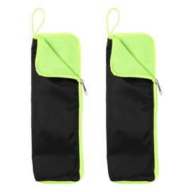 HARFINGTON 2pcs Wet Umbrellas Bag 11" Oxford Cloth Umbrellas Sleeve Cover with Microfiber Inner Waterproof Portable Compact Cases for Folding Travel Umbrellas, Green