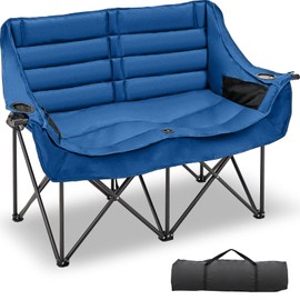 DoCred Double Camping Chair - Oversized Loveseat, 2 Person Camping Chair for Adults Heavy Duty,Two Person Folding Chair with Cup Holder, Supports up to 500 LBS for Outside Picnic Beach Travel