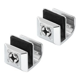 PATIKIL Frameless Glass Clamp, 2 Pack Zinc Alloy Shower Door Glass Bracket Non-Porous Sliding Door Clips for 3-5 mm Glass in Wine Cabinet Pcs Door, Silver