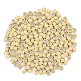 200 Pcs Silicone Lined Micro Rings Links Beads 4.0 mm Beads for Hair Extensions (Blonde)
