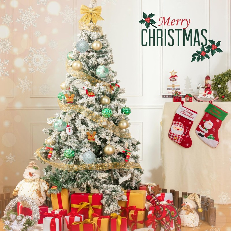 Pack of 30 Christmas Baubles Green and Gold Christmas Tree