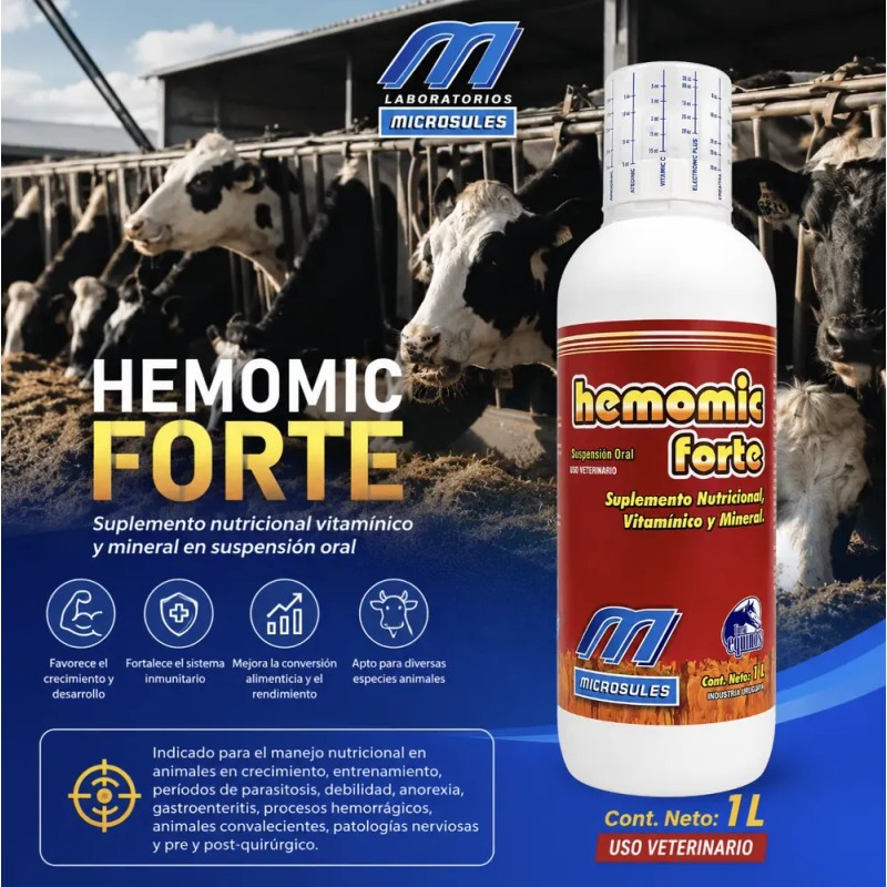 Hemomic Forte 1l Nutrición Equinos Animal Vitamina Mineral