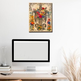 The Ribcage Paint by Number for Adult,Human Organ Painting Picture Vintage Painting Kits for Home Wall Art Office Decor Canvas Pigment DIY Acrylic Painting for Children Without Framed 16x20 inch