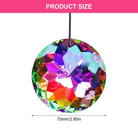 Crystal Prism Ball Rainbow Suncatcher, AB Coloured Glass Hanging Ornaments, Rainbow Maker, Suncatcher Crystal, for Home and Garden, Window Ornament, Craft Decoration (75 mm)