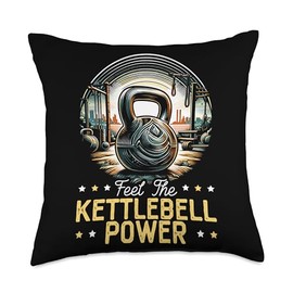 Kettlebell Workout Bodybuilding Fitness Journey Bodybuilder Throw Pillow