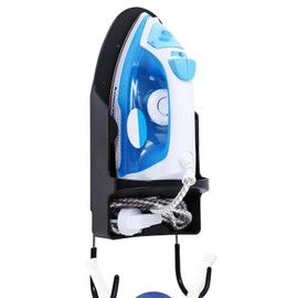 Ironing Board Hanger Wall Mount, Iron Hanger with Ironing Board Rack, Heat Resistant Iron Holder Wall Mount for Max 5 Inch Width (Black)