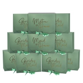 LADY&HOME 10 Pieces Bridesmaid Proposal Box Set,Maid of Honor Proposal Box Matron of Honor Bridesmaid Boxes for Bridesmaid Gifts (Sage Green Bridesmaid)