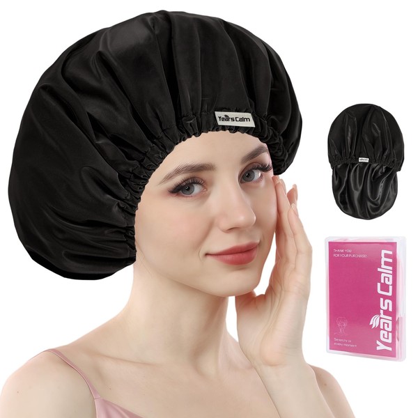 Years calm Shower Cap Reusable Waterproof, Double-Layer Hair Cap, with
