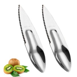 DMZK 2Pcs Fruit Cutting Spoon, 2 in 1 Reusable Avocado Fruit Slicing Spoon Slicer Peeler Cutter Fruit Helper Stainless Steel Kiwifruit Cutter for Apples Vegetable Fruit Oranges