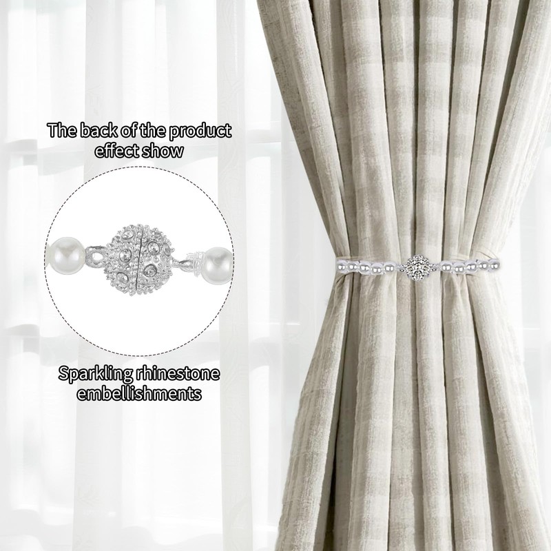 Elegant Magnetic Curtain Tiebacks 2 Pack White Tie Backs for