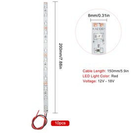 YIXISI 10 PCS 200mm Prewired Strip LED, 12V - 18V LED Strip Light, 2335 SMD LED Light, Red