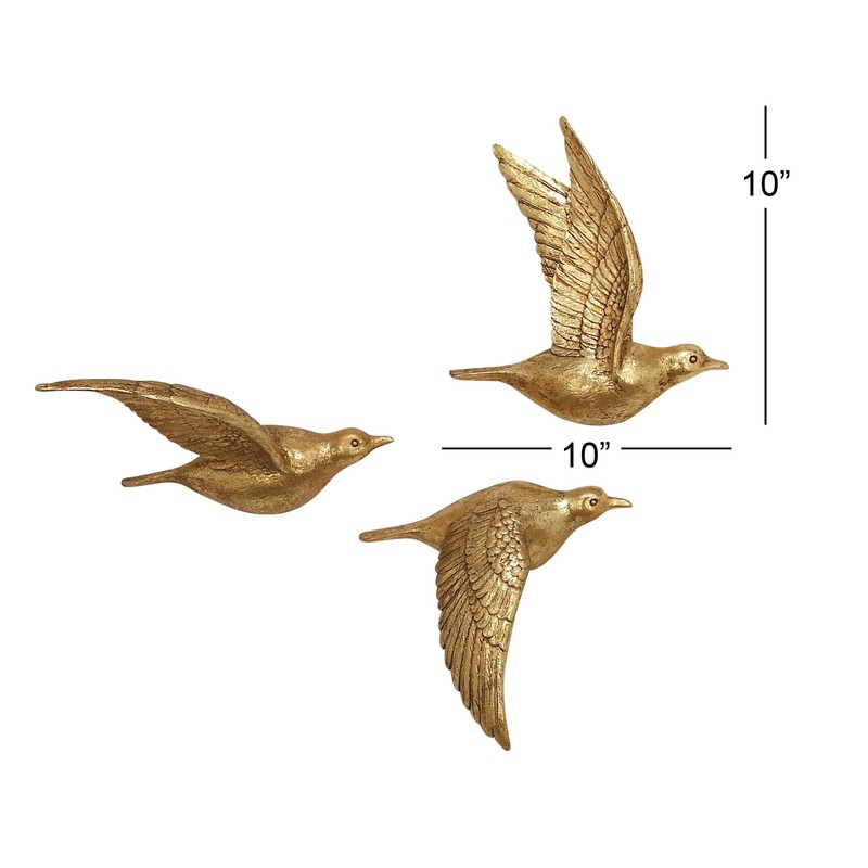 Deco 79 Polystone Bird Home Wall Decor Metallic 3D Sculpted