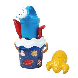 Space Baby Bucket Set, Sand Toy, 6 Pieces, Bucket, Strainer, Sand Shape, Shovel, Rake, Waterer, 11 cm, Diameter: 14 cm, from 10 Months