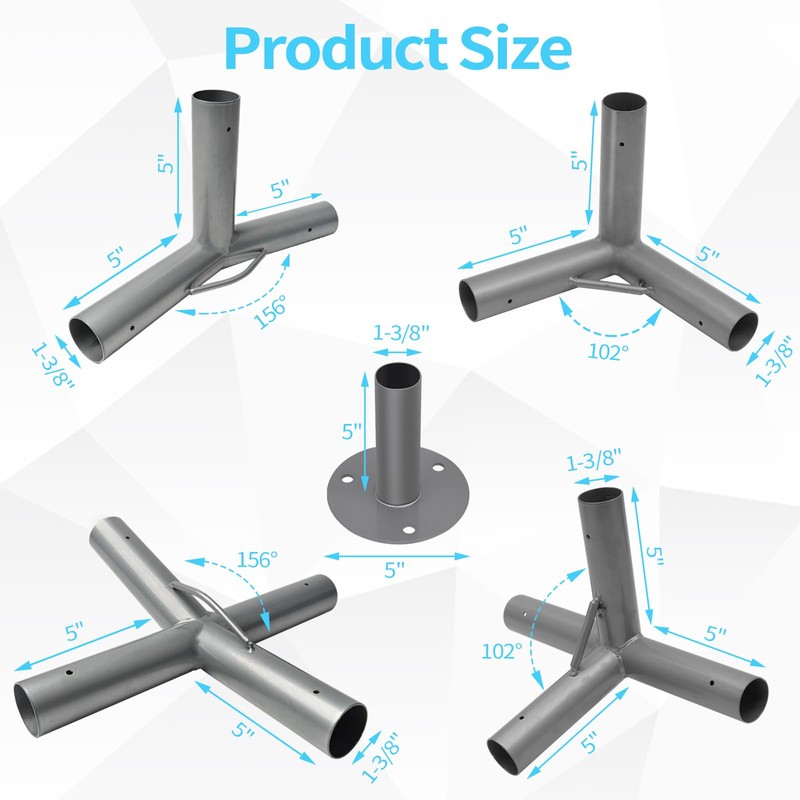 ICITYWALL 8 Leg Carport Kits，Low Peak Canopy Fitting Kit with