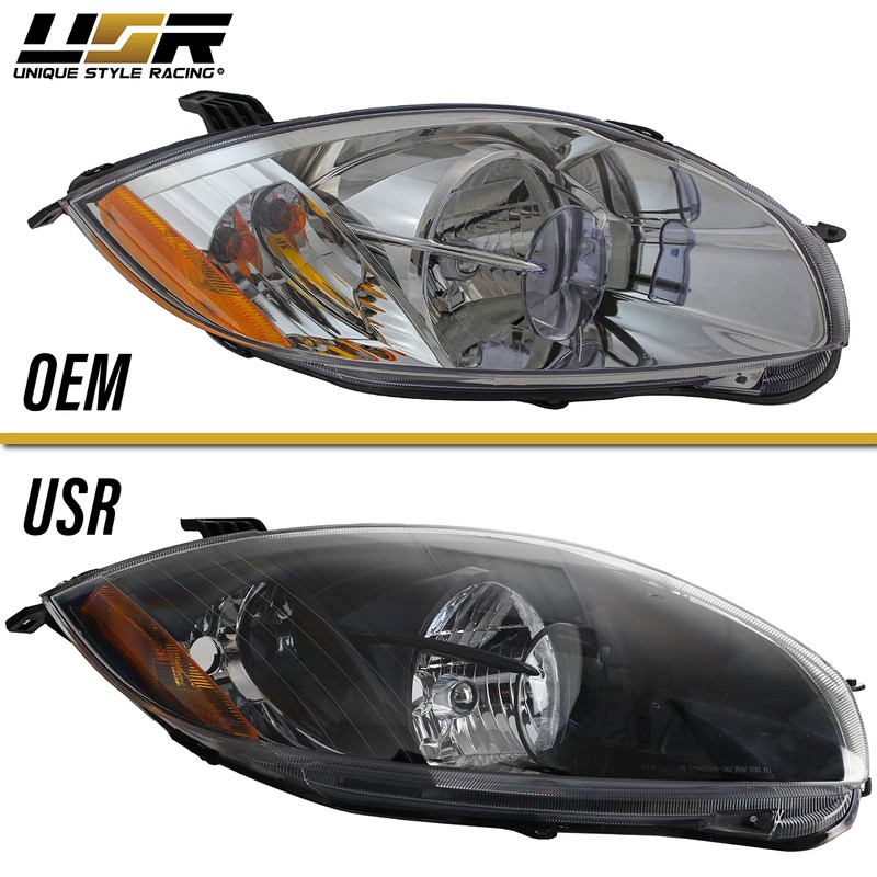 DEPO UPGRADE Black Replacement Front Headlights (Left + Right) Compatible