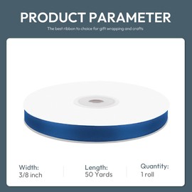 KMER LIFE 3/8" Wide x 50 Yards Navy Blue Single Faced Polyester Satin Ribbon, Navy Blue Satin Ribbon Perfect for Wedding Decor, Wreath, Crafts, Gift Wrapping & Other Projects (Navy Blue)