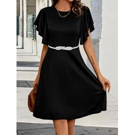 Heyjoin Metallic Elastic Chain Belt for Women Stretchy Skinny Waist Belts Metal Waistband for Dress (Silver)