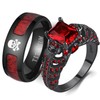 Ringcrown Couple Rings Matching Ring Black Skull Ring Red CZ
