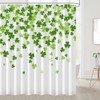 St. Patrick's Day Shower Curtain, Green Clover Leaf Irish Shamrock
